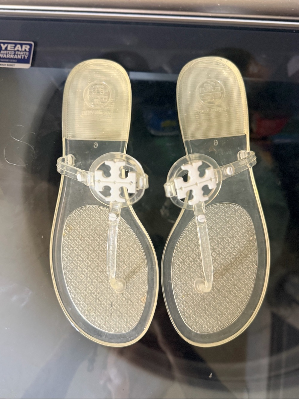 Tory Burch Mini Miller Jelly Sandals Women’s 9 Clear White Logo Thong